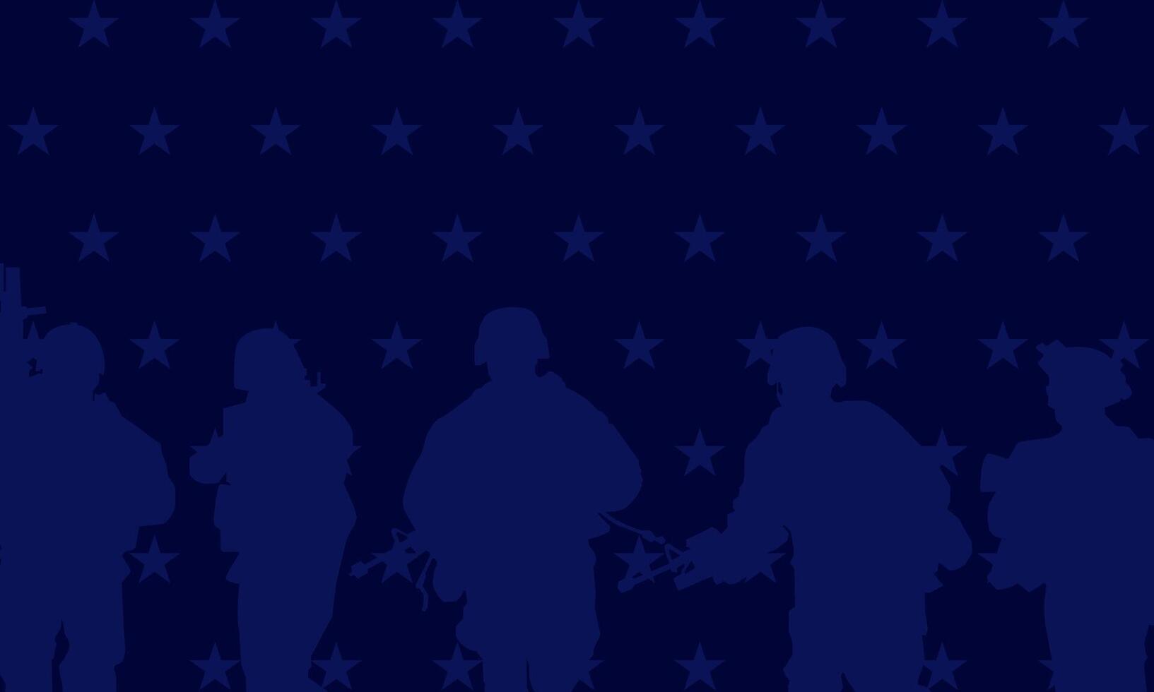Memorial day background template. Usa army silhouette, copy space for text. illustration vector