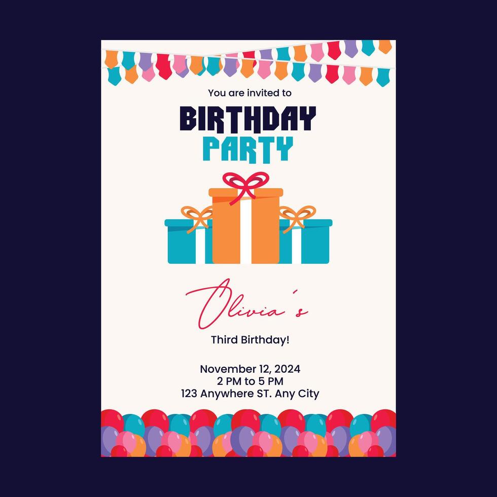 Happy Birthday Invitation card template with photoMobile vector