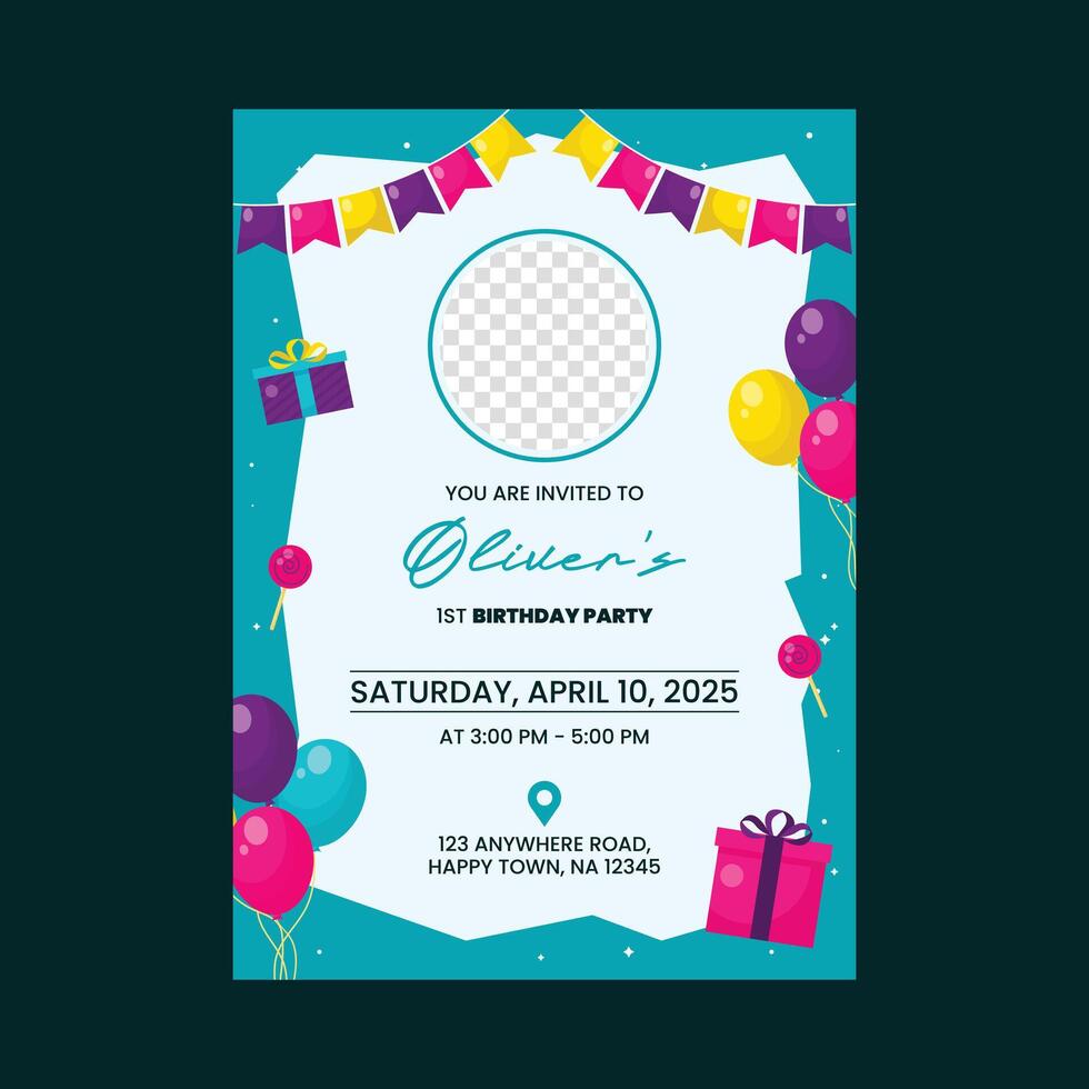 Happy Birthday Invitation card template with photoMobile vector