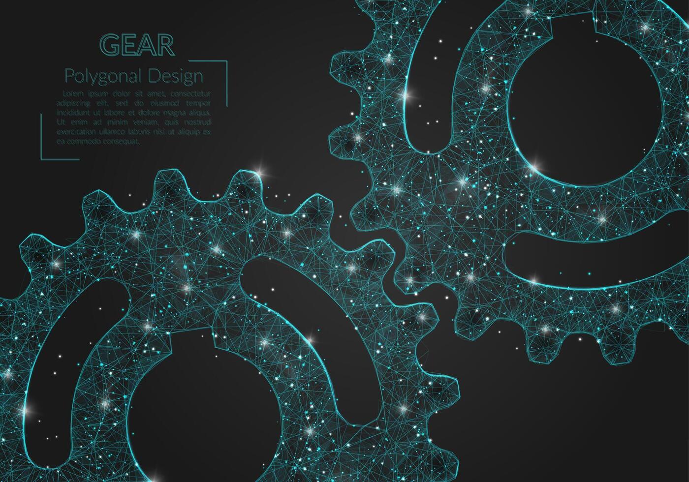 Abstract isolated blue image of a gear. Polygonal illustration looks like stars in the blask night sky in spase or flying glass shards. Digital design for website, web, internet vector