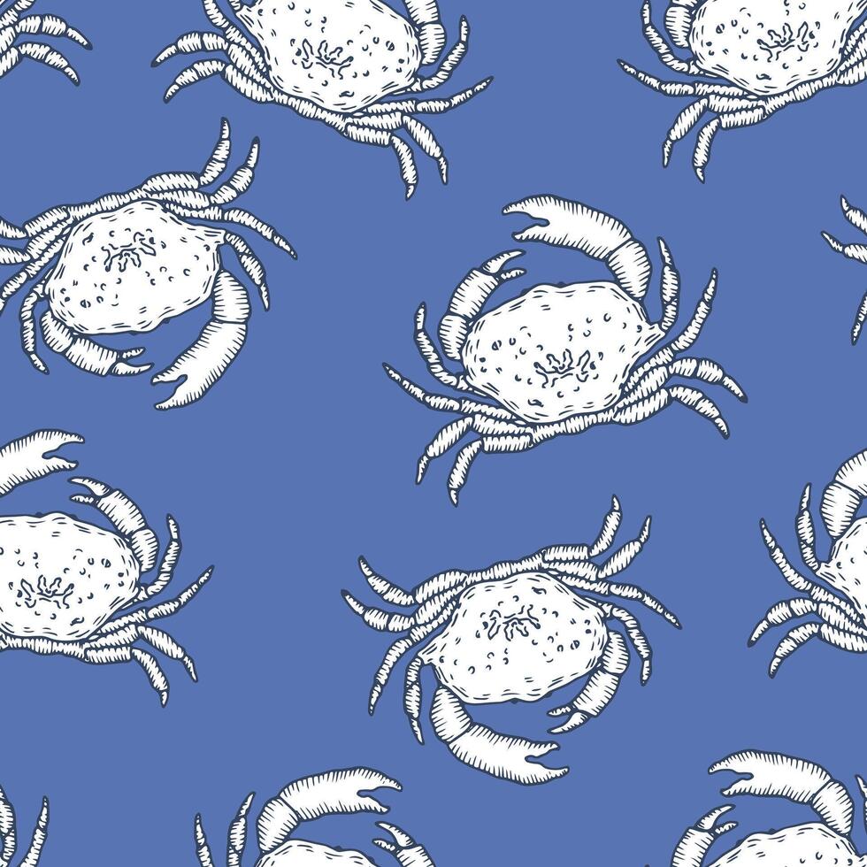 Underwater seamless pattern with cute hand drawn crab vector