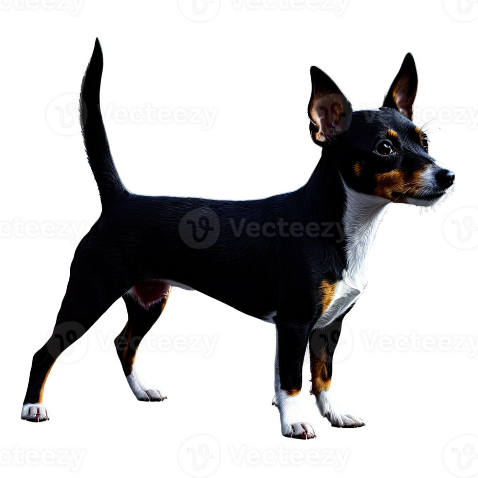 Silhouette of Rat Terrier Dog isolated on transparent background png
