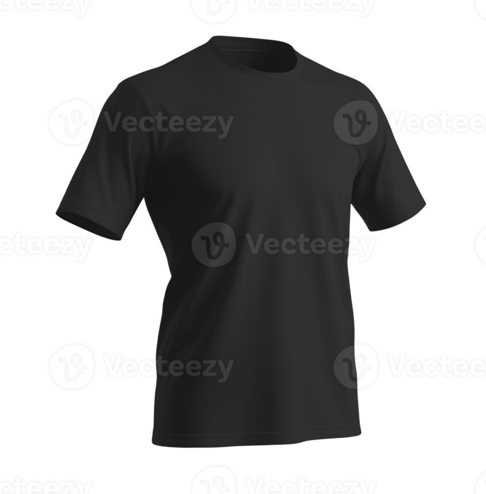 black T-shirt mockup. Clear Mockup of realistic shirt. on isolated background png
