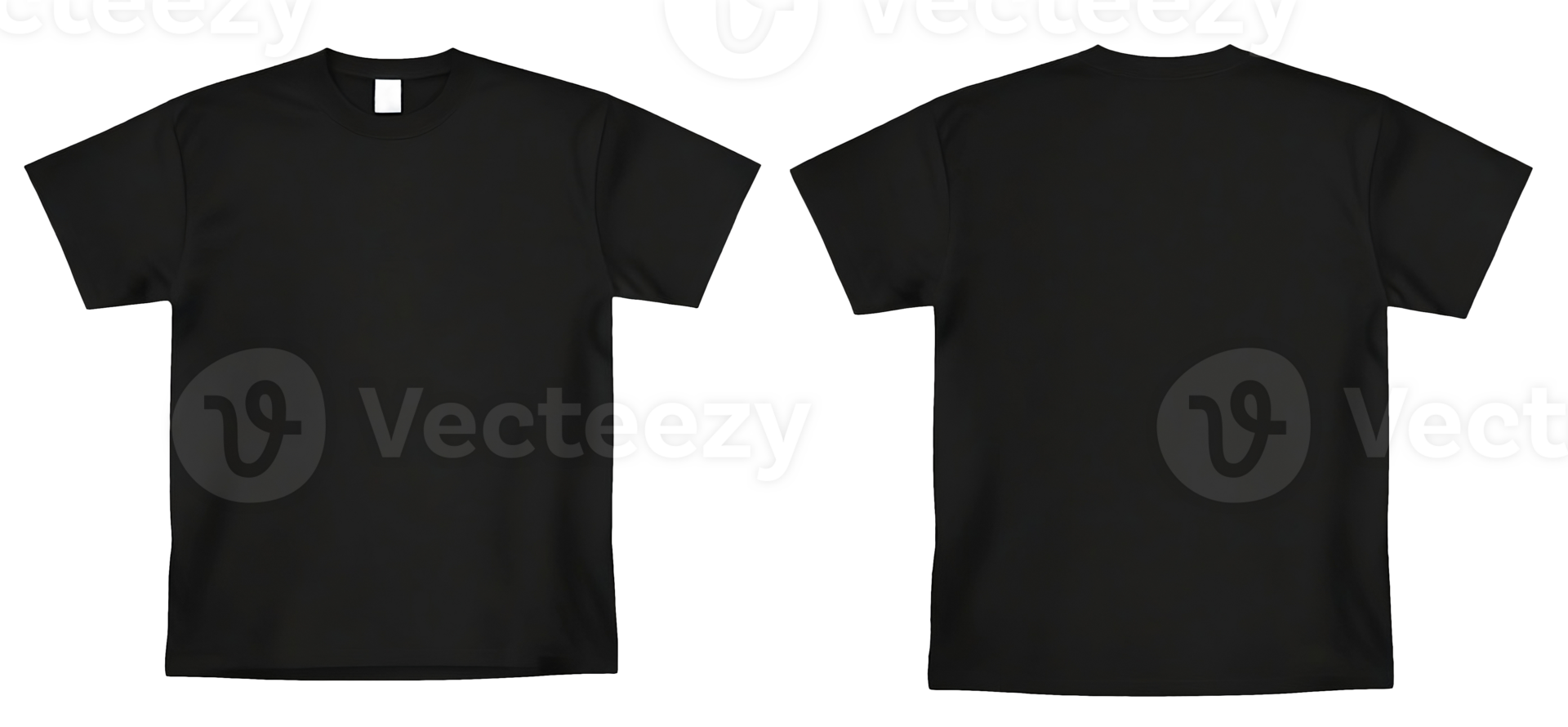 black T-shirt template front and back mockup. Clear Mockup of realistic. on isolated background png