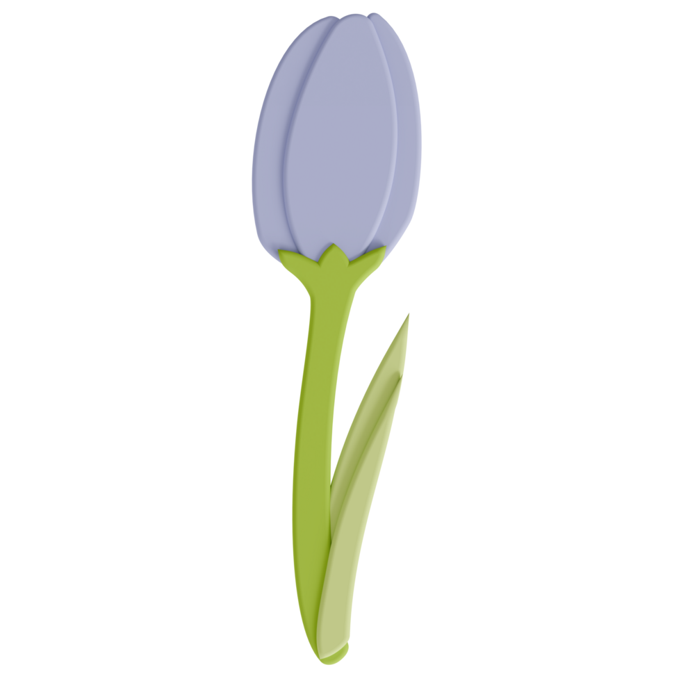 A tulip transparent background in a cute decoration foam art style spring floral concept,3D illustration png