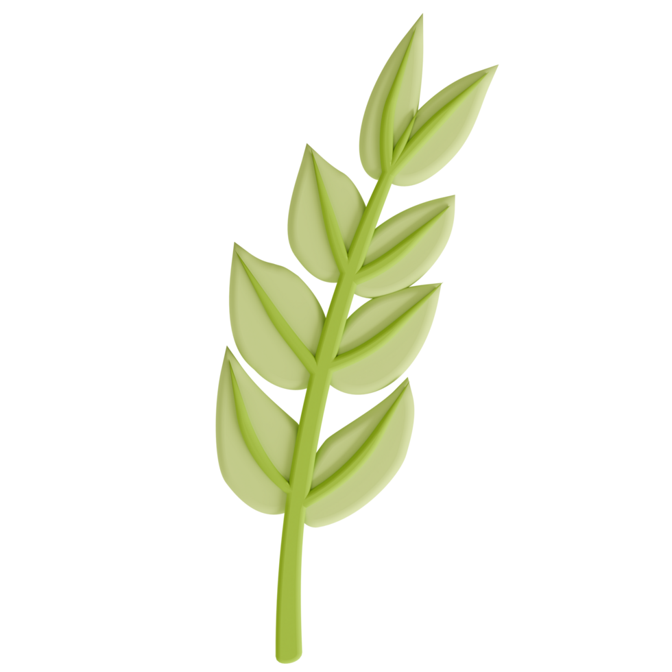 A tree branches and leaves transparent background in a cute decoration foam art style spring floral concept,3D illustration png