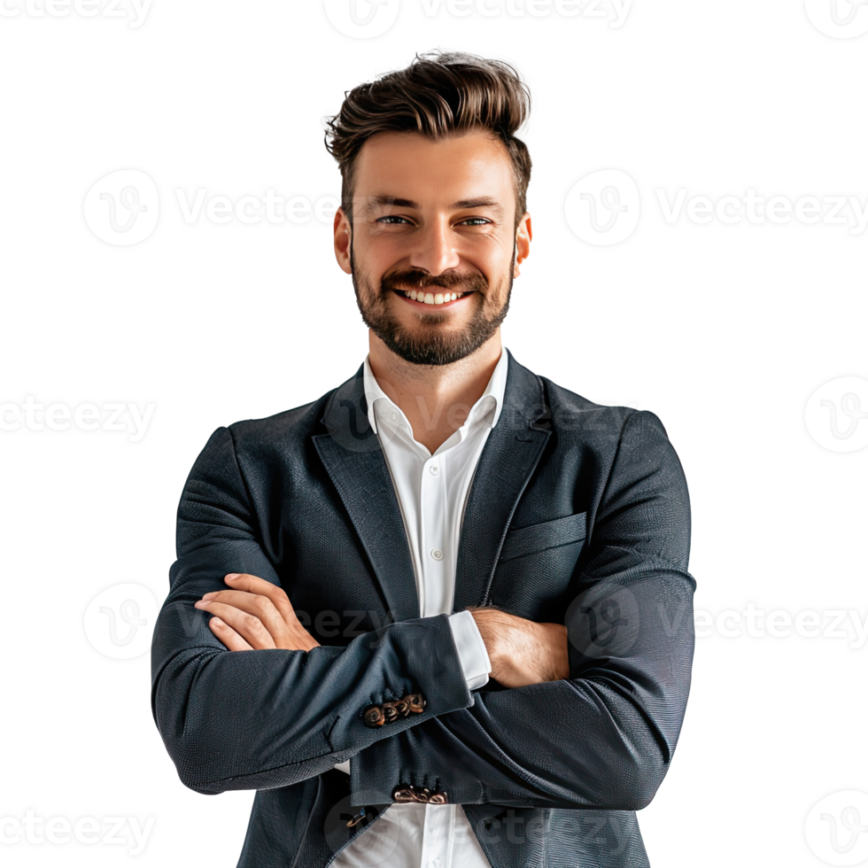 Businessman portrait. Businessman wearing black suit. png