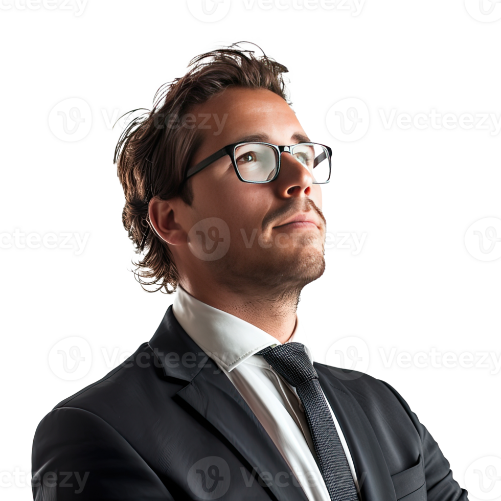 Businessman portrait. Businessman wearing black suit. png