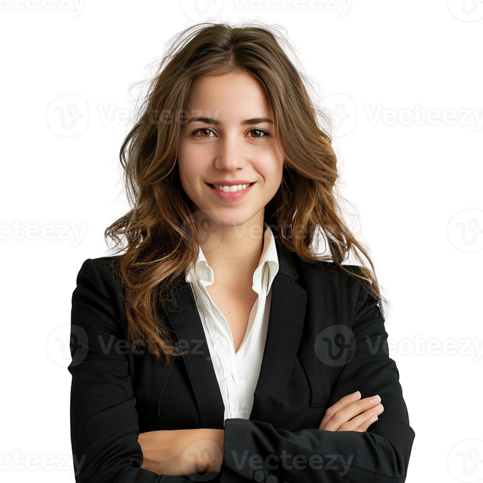 Businesswoman portrait. Beautiful businesswoman wearing black suit. png