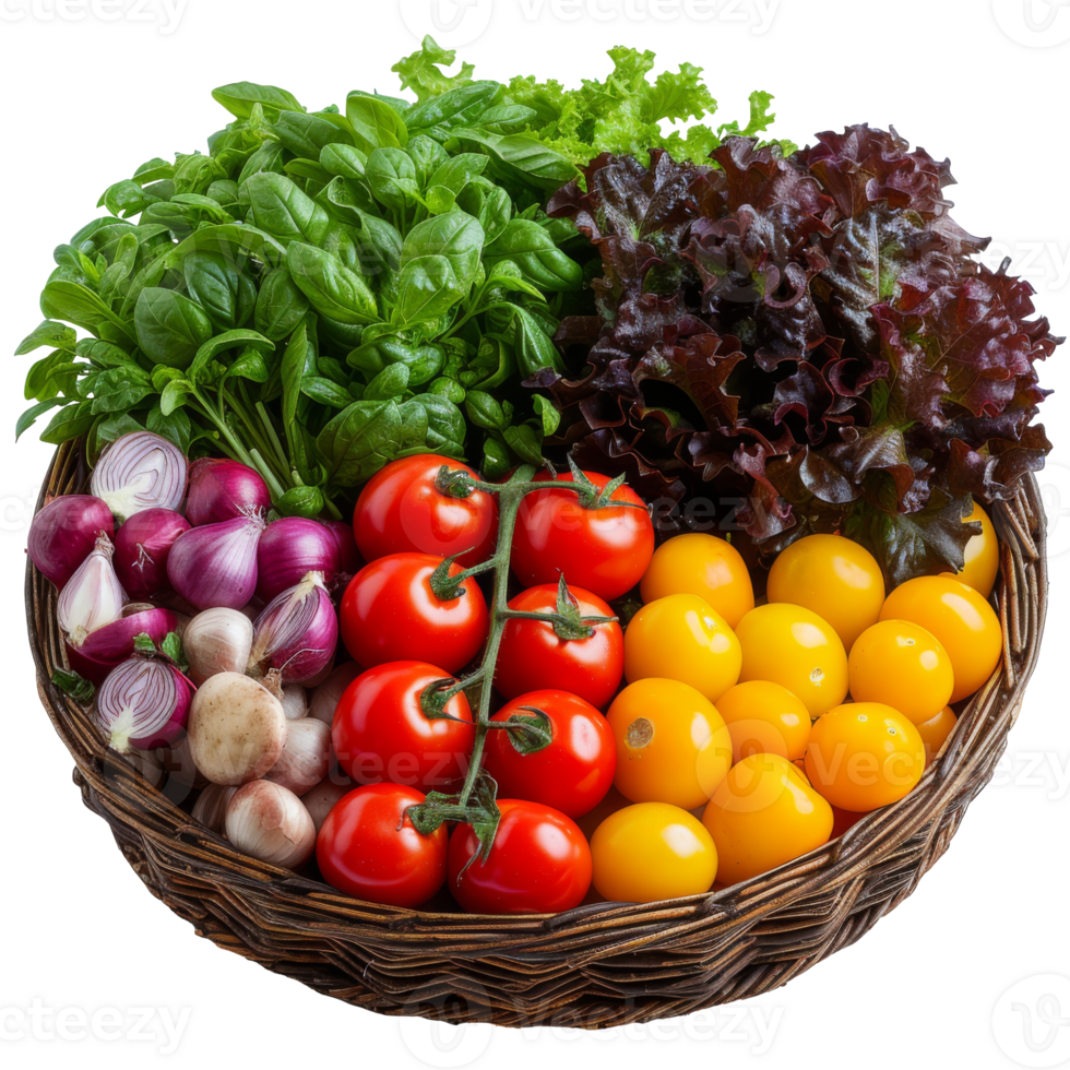 Bountiful Harvest A Wicker Basket Overflowing With Fresh Vegetables png
