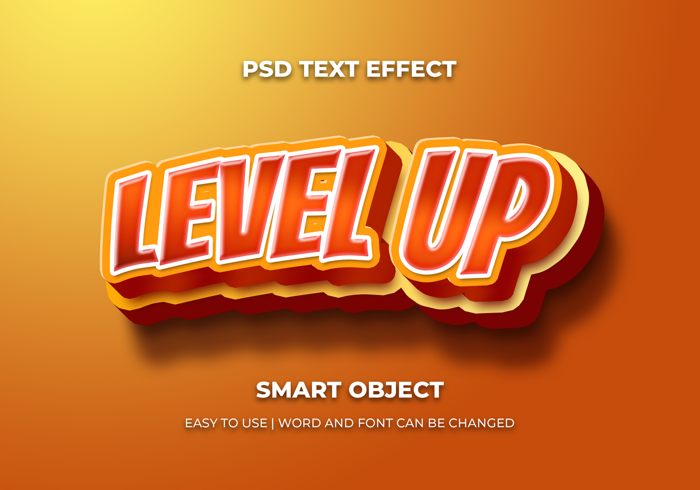 level up 3d editable text effect style psd
