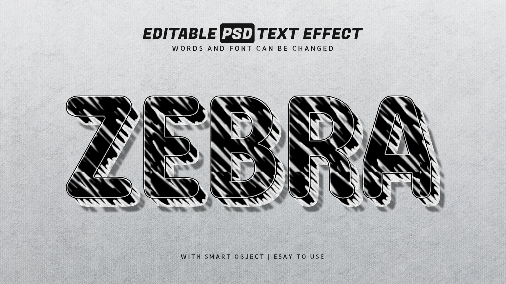 Zebra text effect editable psd