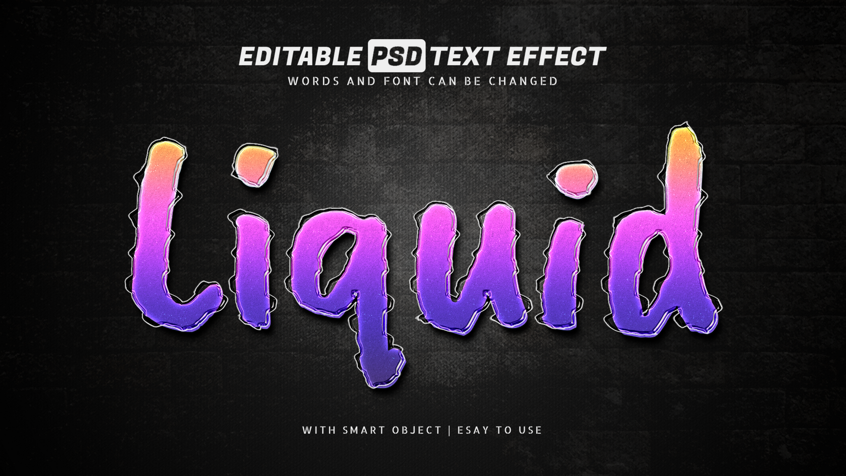 Liquid gradient text effect editable psd