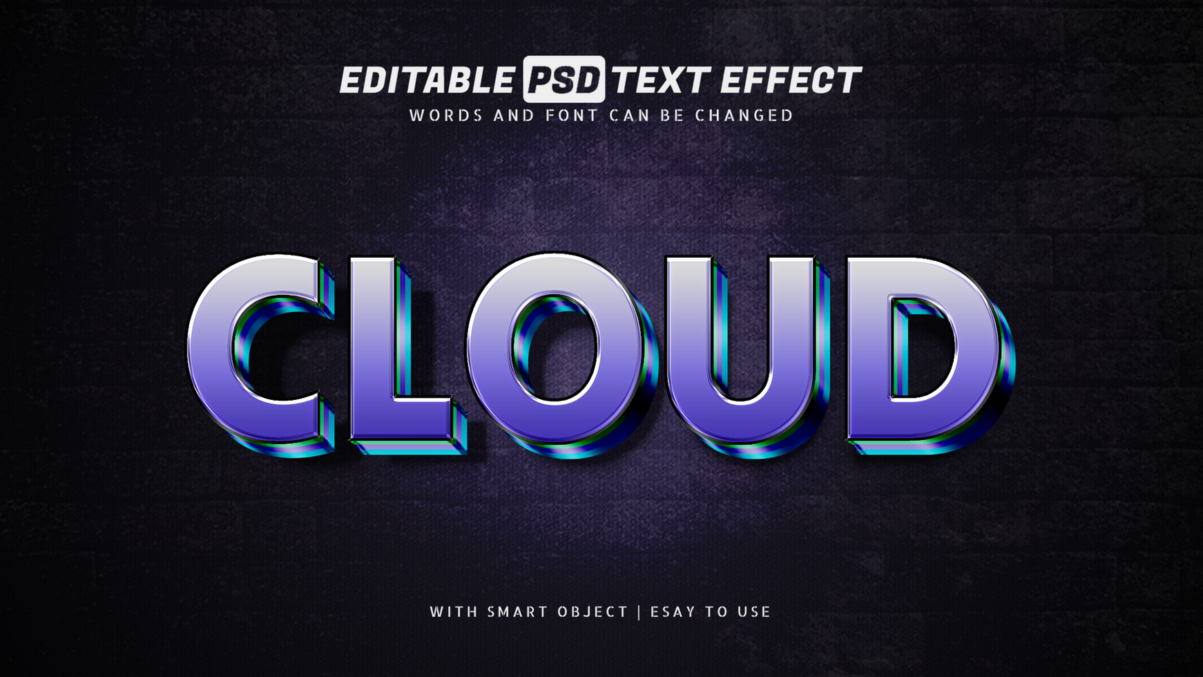 Cloud 3d text effect editable psd