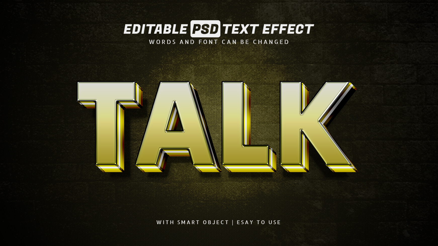 Gold talk text effect editable psd