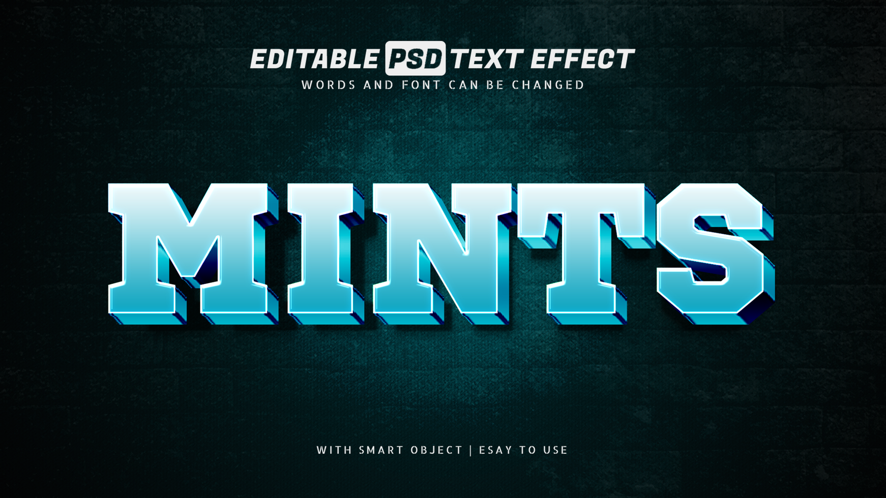 Mints 3d text effect editable psd