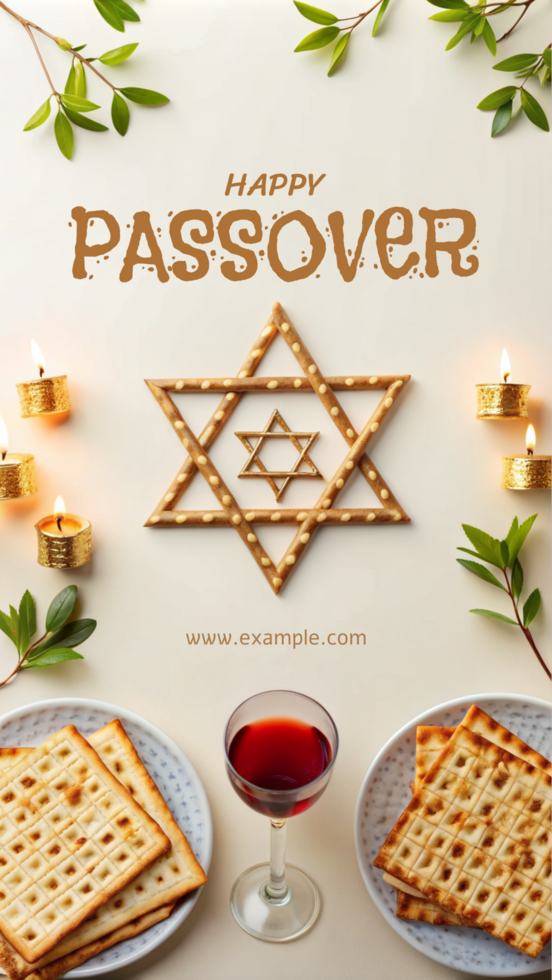 A poster for Passover with a star of David and candles psd