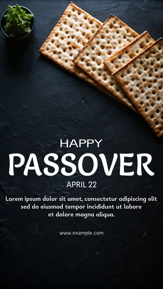 A poster for Passover with a plate of crackers and a potted plant psd