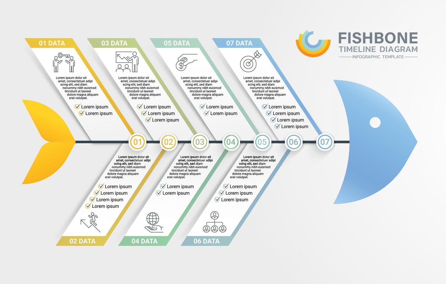 Fishbone diagram timeline gantt chart templates vector