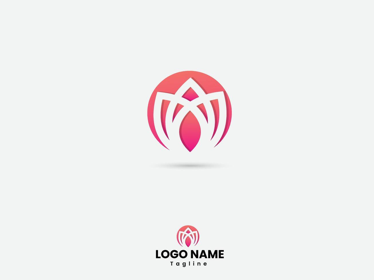 Lotus flower logo design with pink gradient vector