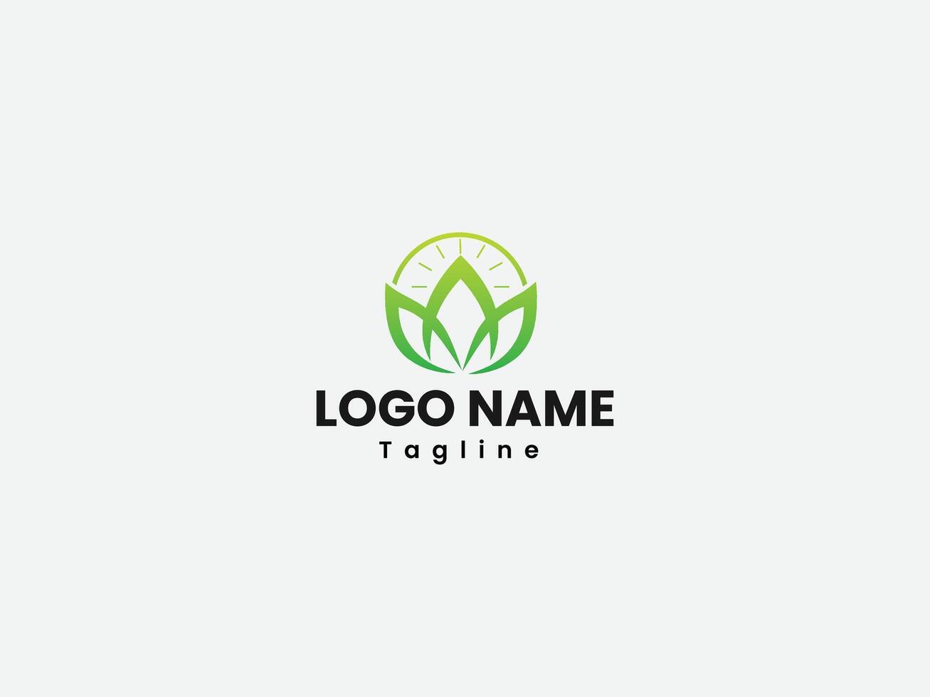 Green gradient color abstract lotus flower logo design template. vector