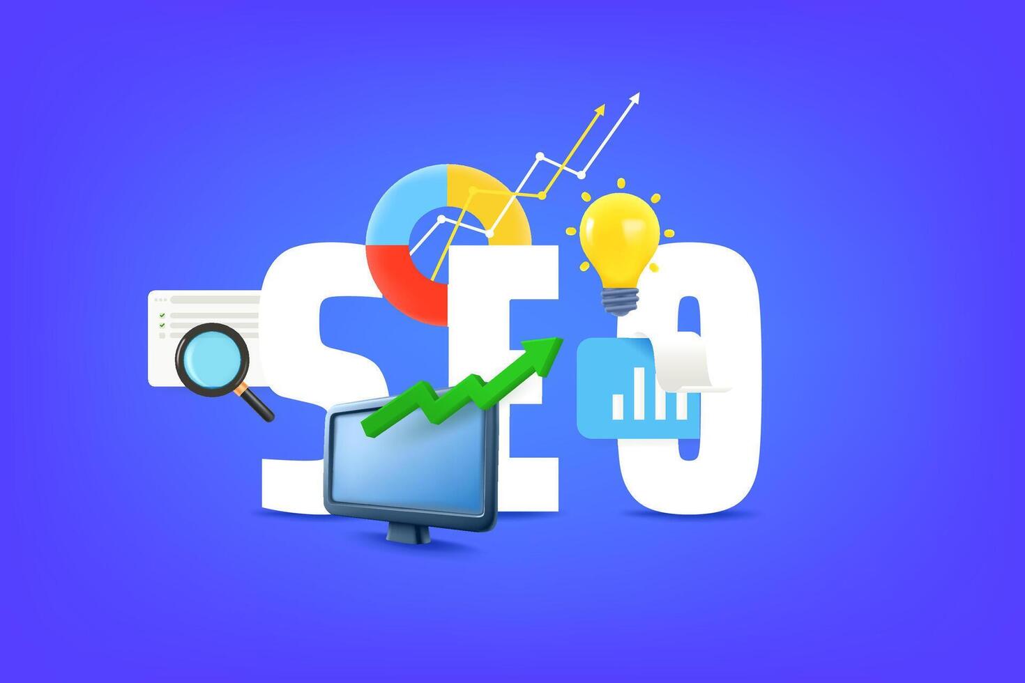 seo mejoramiento concepto. ilustración con 3d elementos vector