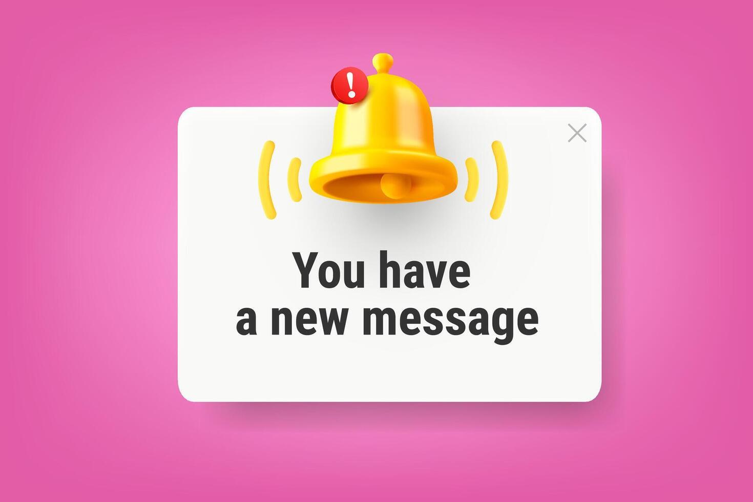 New message concept with the bell. 3d illustration with copy space vector