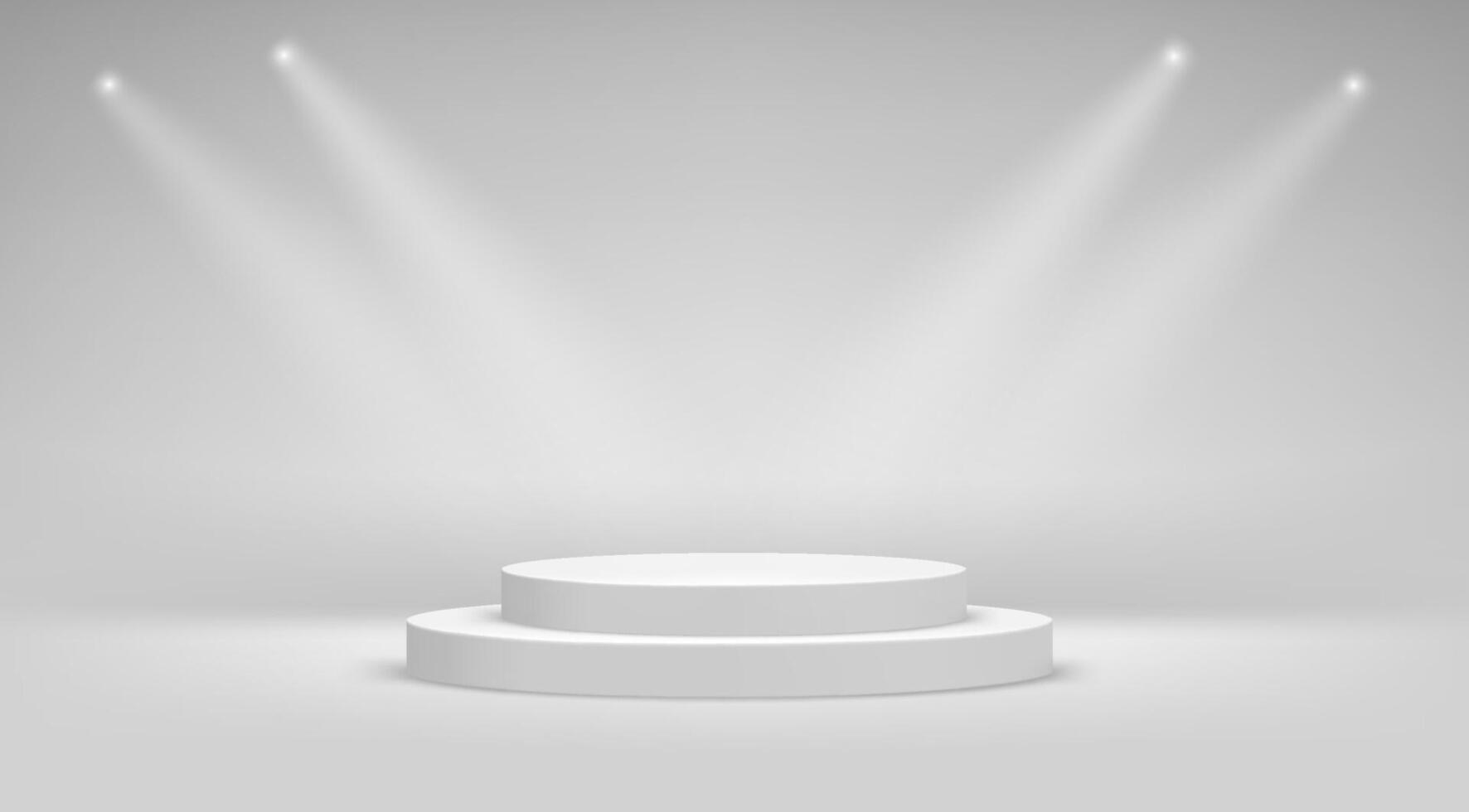 Bright white studio with circle podium. 3d illustration vector