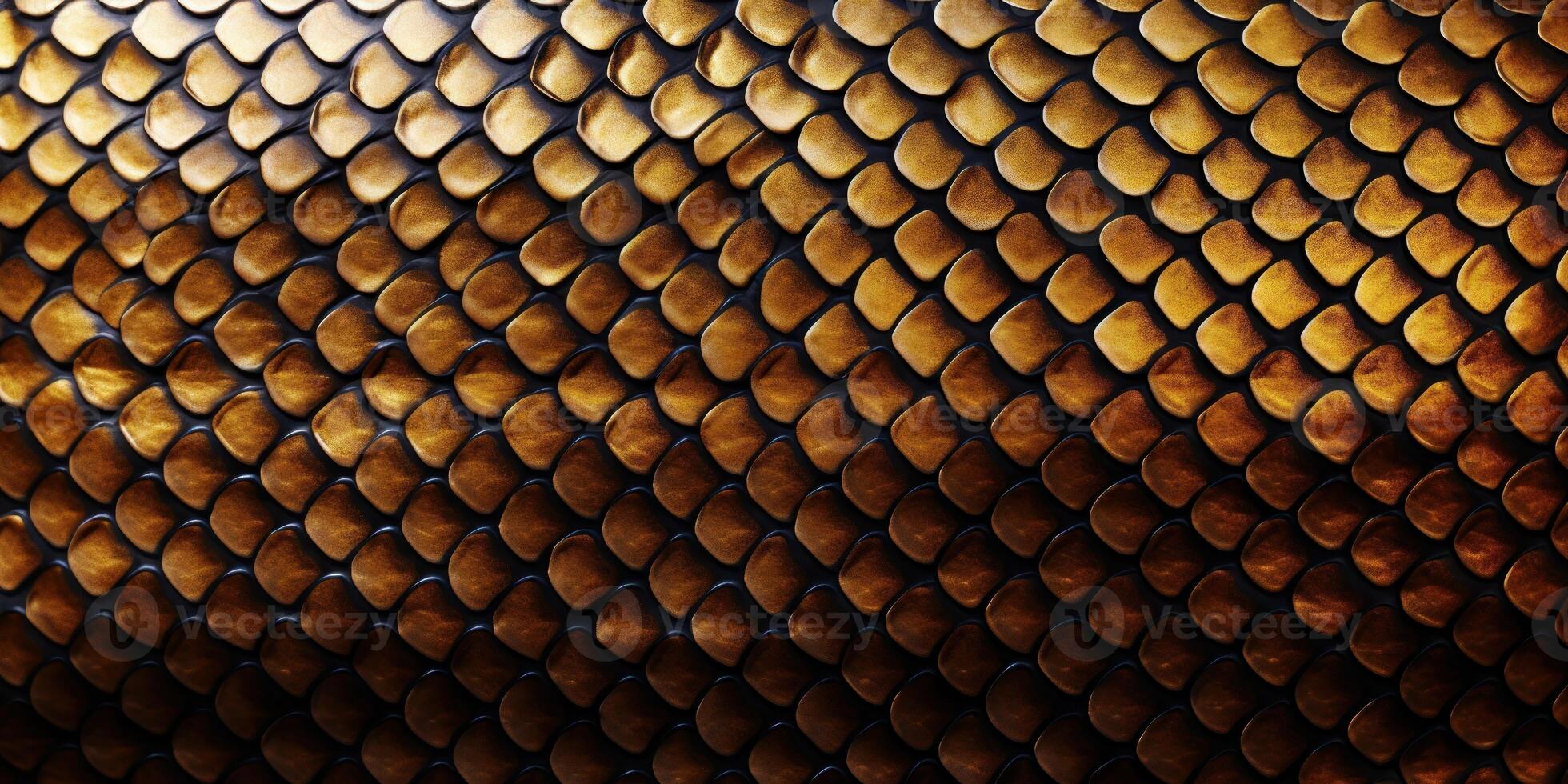 AI Generated Golden Fish Scales Texture. Animal Textured Skin Fashion Background. Generative AI photo