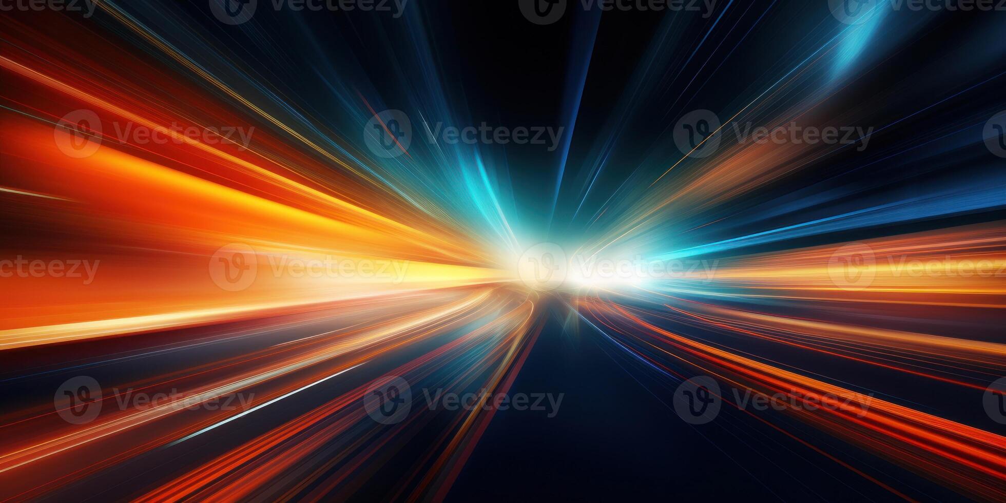 AI Generated Dynamic Light Burst, Concept Of Speed And Energy In Space. Speed Light Stream. Colorful Tunnel. Generative AI photo