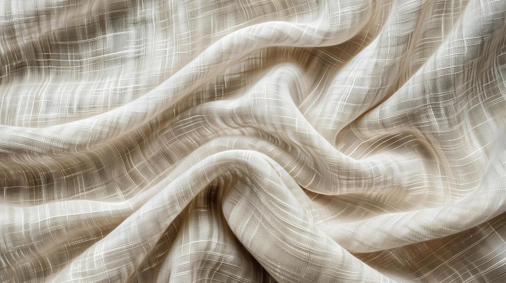 Closeup of white and beige striped fabric, ideal for backgrounds, textiles, fashion design, or crafting projects with a neutral color scheme. photo