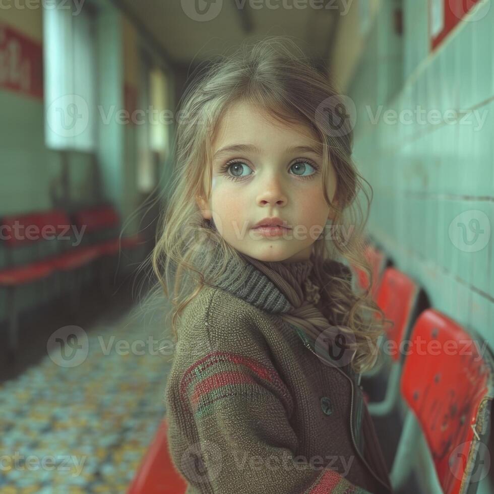 AI generated Orphanage child, a tender portrait of resilience and hope, the journey of children in need of care and support, shining a light on their strength and potential amidst adversity. photo