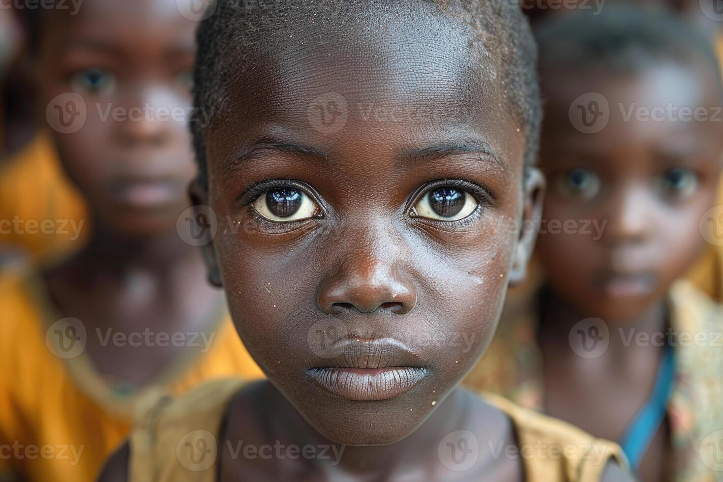 AI generated Portrait of an orphan, life, struggles, and resilience of a child without parents, navigating through challenges with hope and determination in a world of uncertainty photo