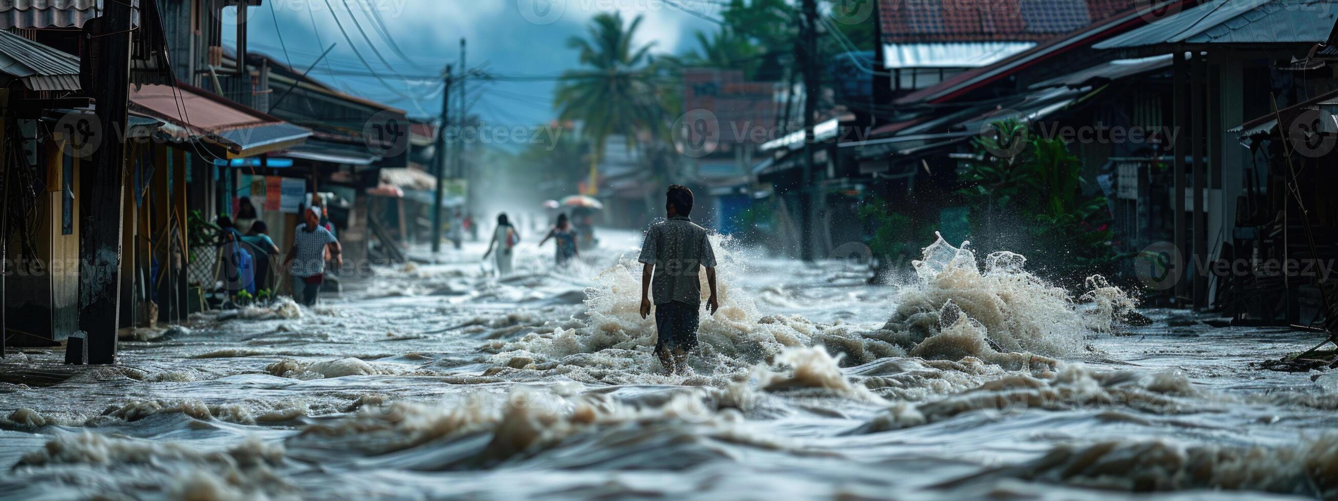 AI generated An emotional spectacle of the destructive power of a natural cataclysm, a deep perception of the elements and their impact, a fascinating look at destruction and its consequences photo