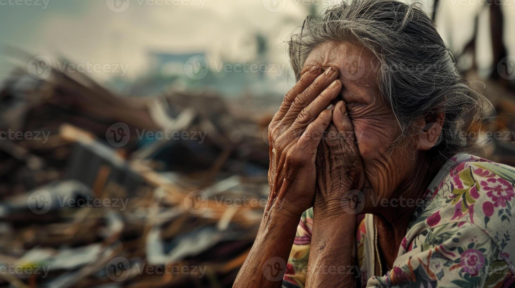 AI generated Nature's fury, captivating the emotional spectacle of a natural disaster's destructive power. witnessing the impact and resilience in the face of nature's wrath photo