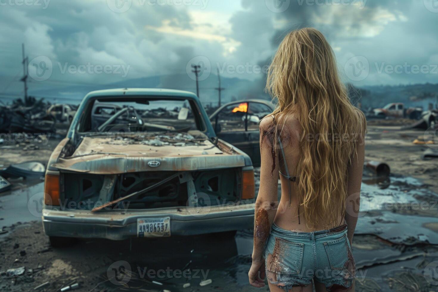 AI generated An emotional spectacle of the destructive power of a natural cataclysm, a deep perception of the elements and their impact, a fascinating look at destruction and its consequences photo