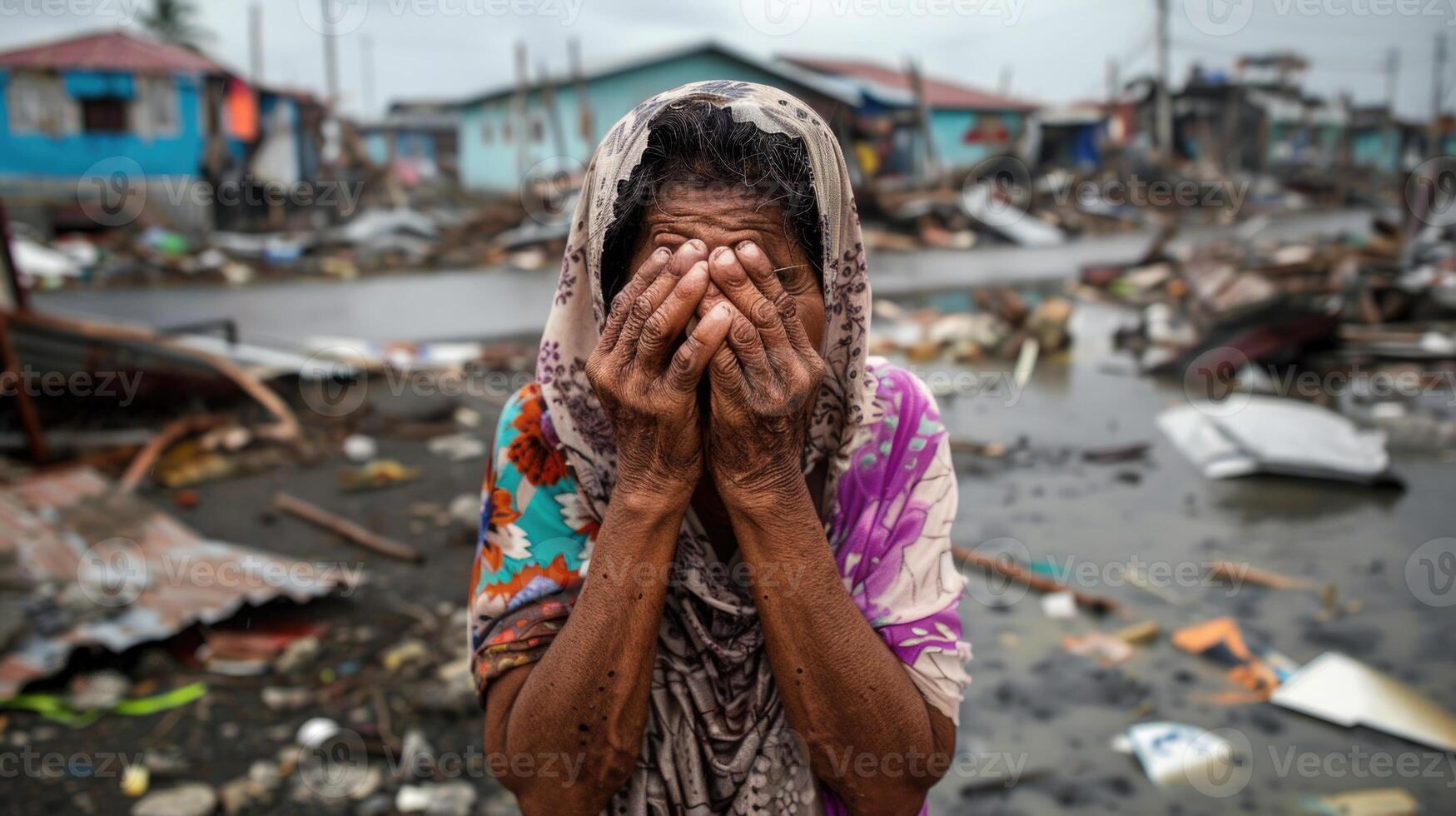 AI generated Nature's fury, captivating the emotional spectacle of a natural disaster's destructive power. witnessing the impact and resilience in the face of nature's wrath photo
