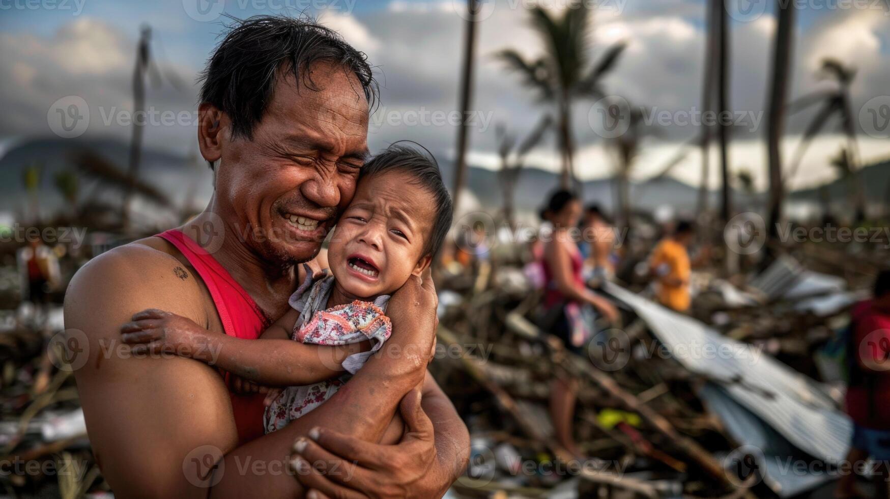 AI generated Nature's fury, captivating the emotional spectacle of a natural disaster's destructive power. witnessing the impact and resilience in the face of nature's wrath photo