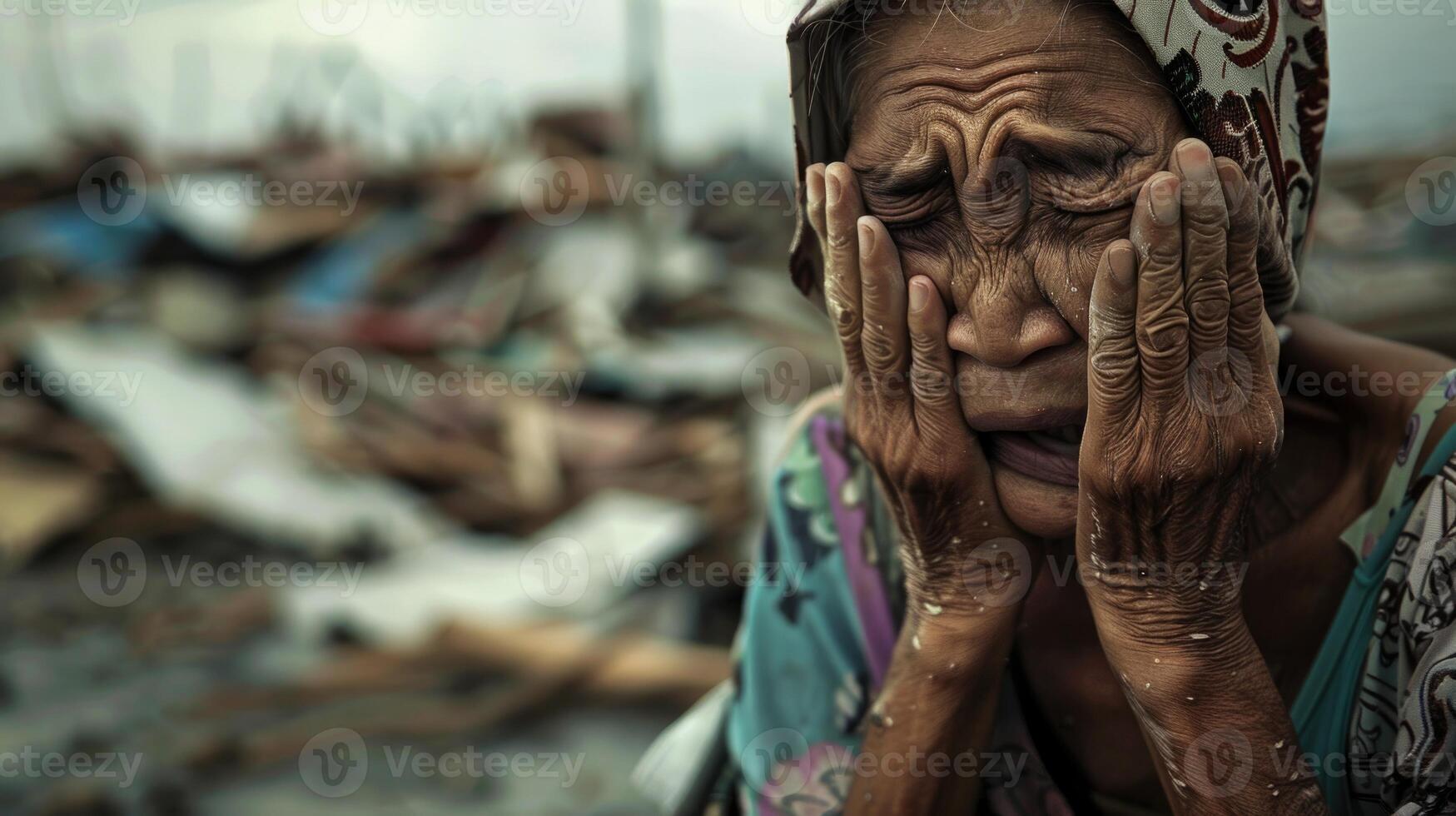 AI generated Nature's fury, captivating the emotional spectacle of a natural disaster's destructive power. witnessing the impact and resilience in the face of nature's wrath photo