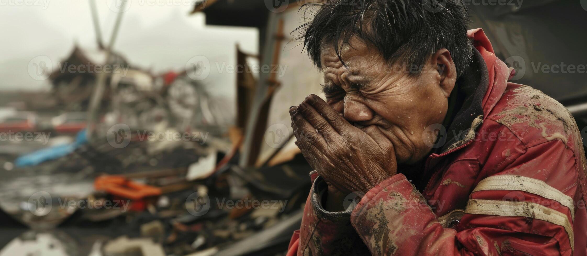 AI generated Nature's fury, captivating the emotional spectacle of a natural disaster's destructive power. witnessing the impact and resilience in the face of nature's wrath photo