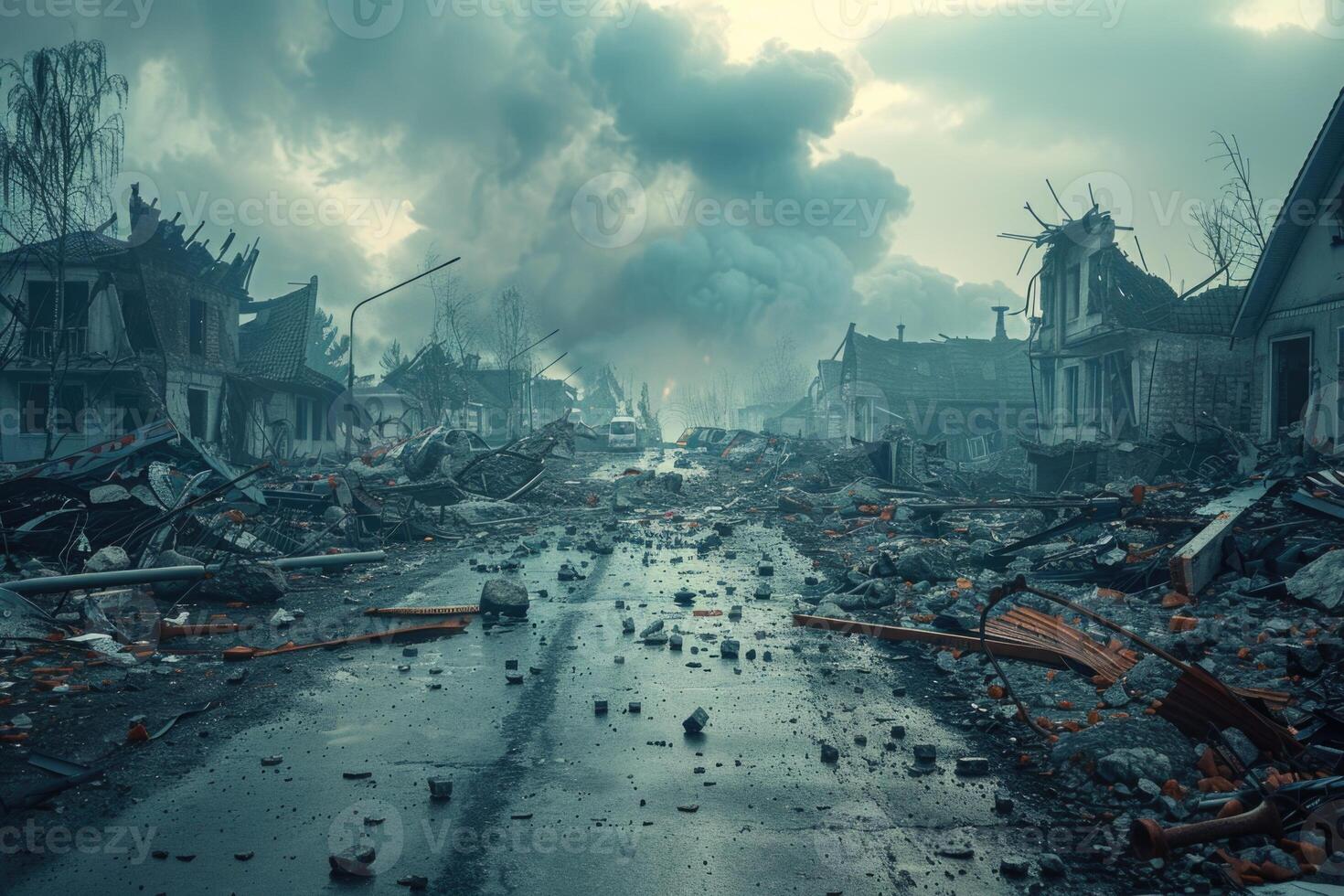 AI generated An emotional spectacle of the destructive power of a natural cataclysm, a deep perception of the elements and their impact, a fascinating look at destruction and its consequences photo