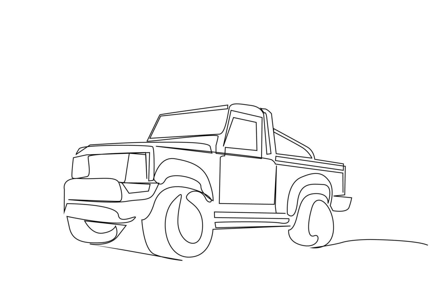 pickup car off road vehicle nature outside one line art design vector