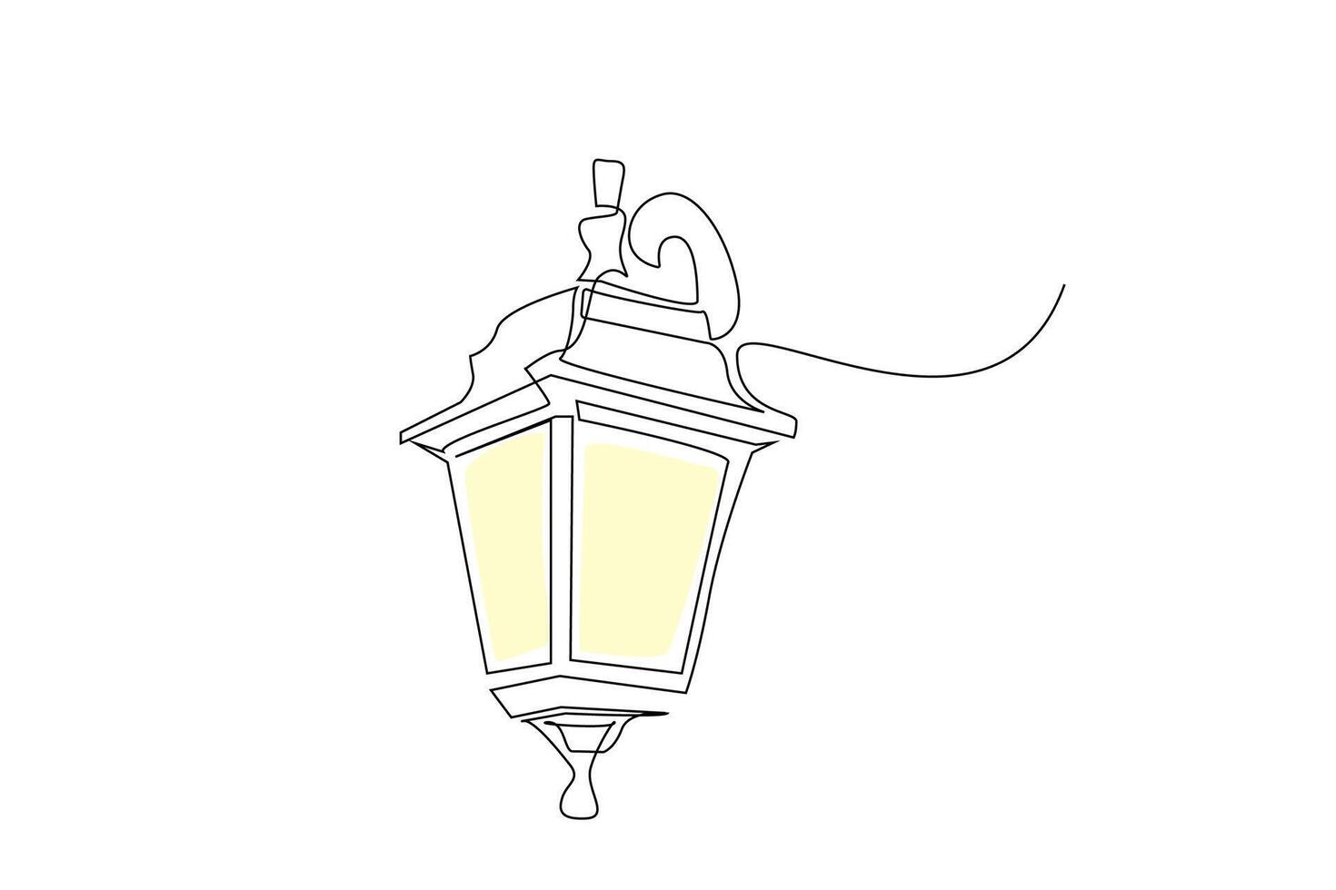 lamp lantern vintage old object one line art design vector