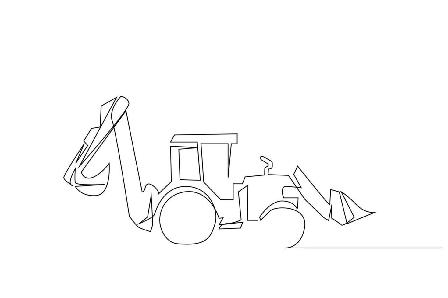 wheel loader vehicle industry construction site one line art design vector