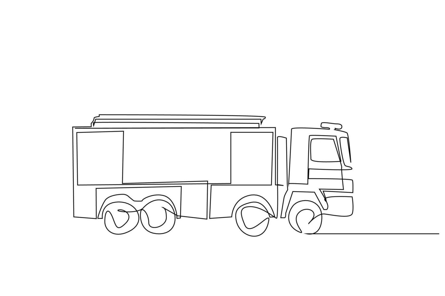 fire truck vehicle object one line art design vector