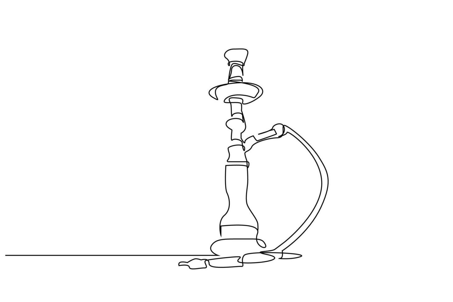 hookah cigarette pleasure object one line art design vector