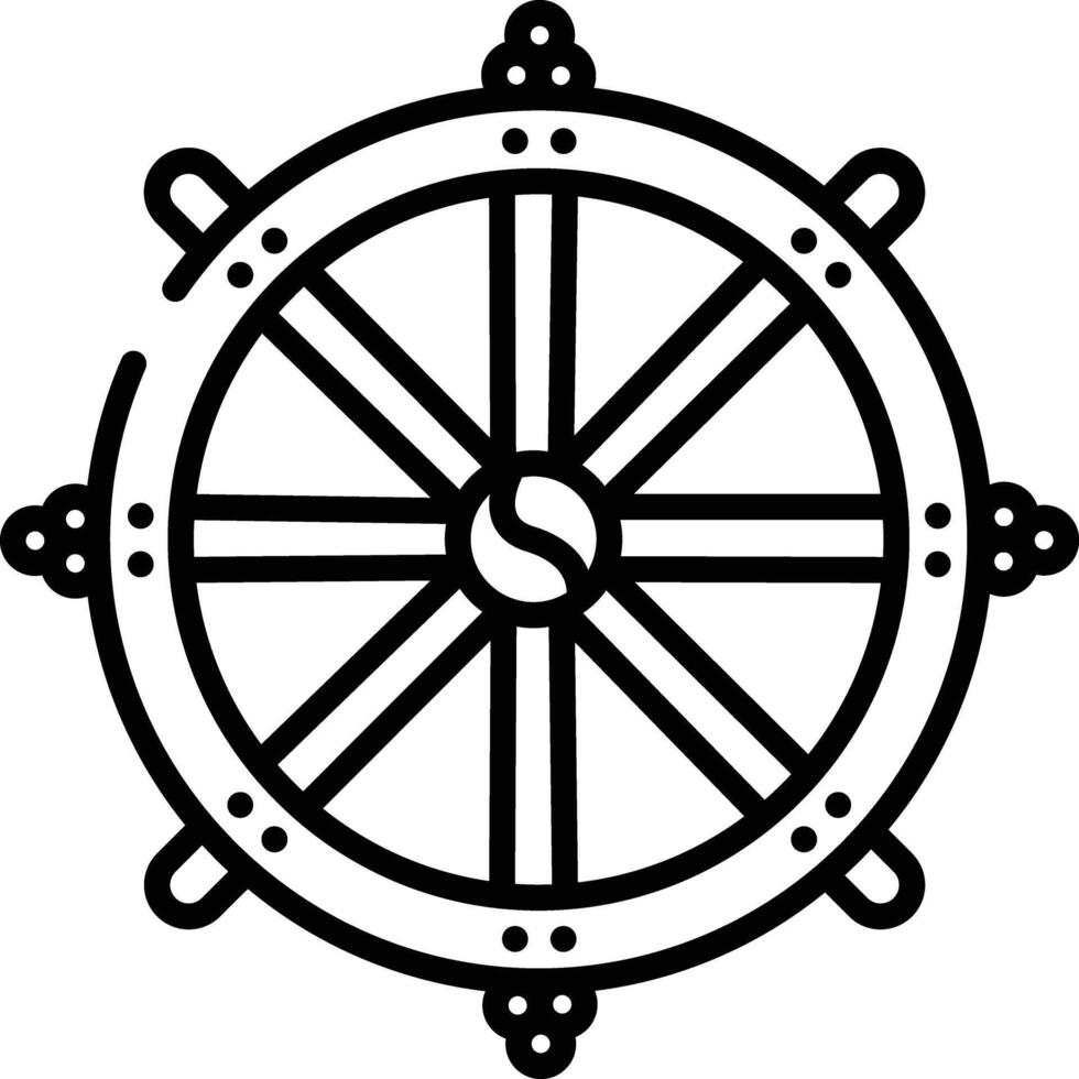 Dharma Wheel outline illustration vector