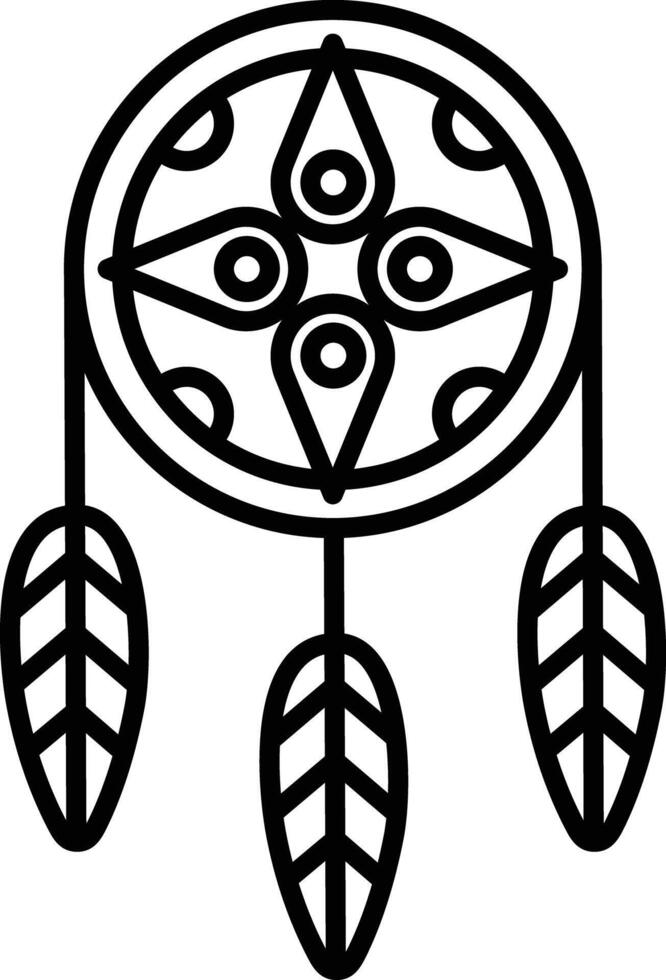 Dream Catcher outline illustration vector
