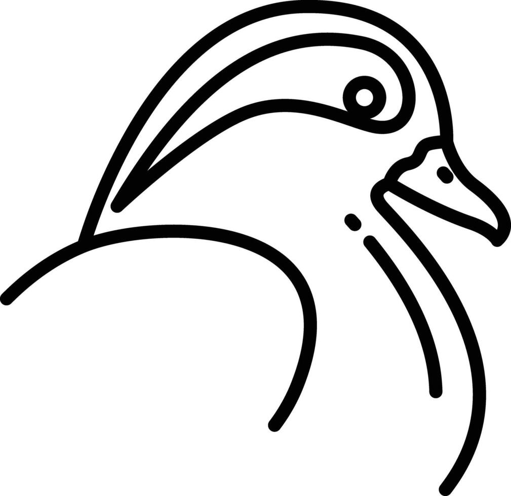 Mandarin duck bird outline illustration vector