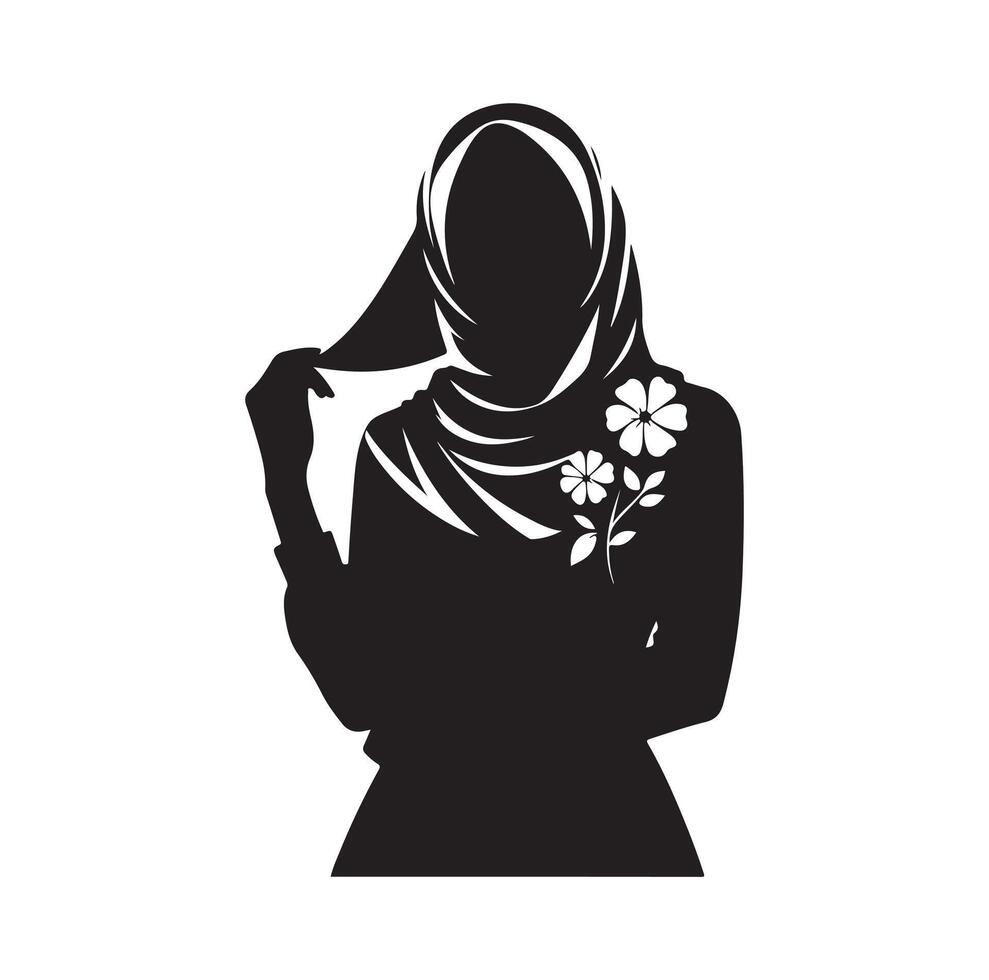 hijab style fashion standing illustration design vector